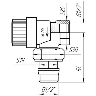Кран радіаторний кутовий Q PROFESSIONAL 1/2″ NV-QP5007 під ключ з ущільнювачем