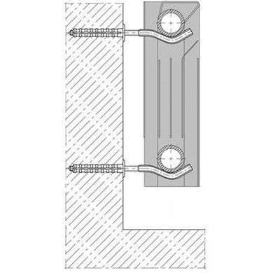 Кронштейн секційного радіатора штирьковий білий з дюбелем ф8х230мм (кратно 2)